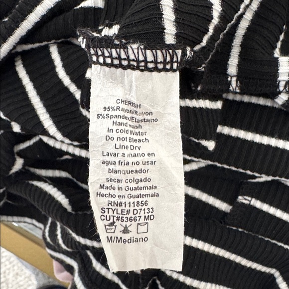 Cherish Black and White Striped Midi Dress with Pockets - Picture 4 of 4